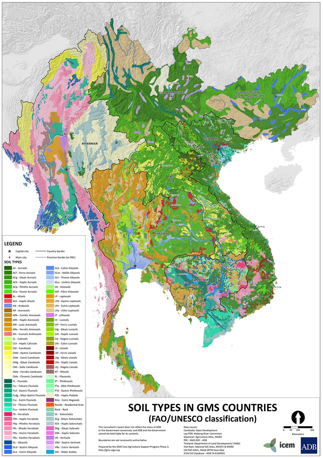 Soil Types in GMS Countries – FAO/UNESCO Classification